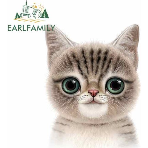 EARLFAMILY 13cm x 9.8cm For Big-Eyed Cat Stickers Vinyl Material Fashion Decals Body For Car Creative Stickers Car Truck Decal