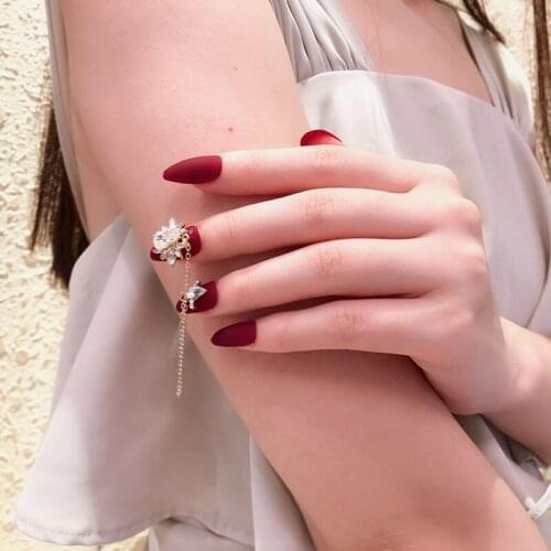 Water Drop Crystal Diamond 2pcs Top-long Tassel Chain Nail Jewelry Zircon Nail Chain Art Crystal Pendant zircon diamond charms