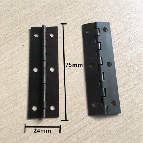 Chinese Black Cabinet Door Luggage Hinge,6 Holes Decor,Furniture Decoration,Antique Vintage Old Style,75*24mm,20Pcs