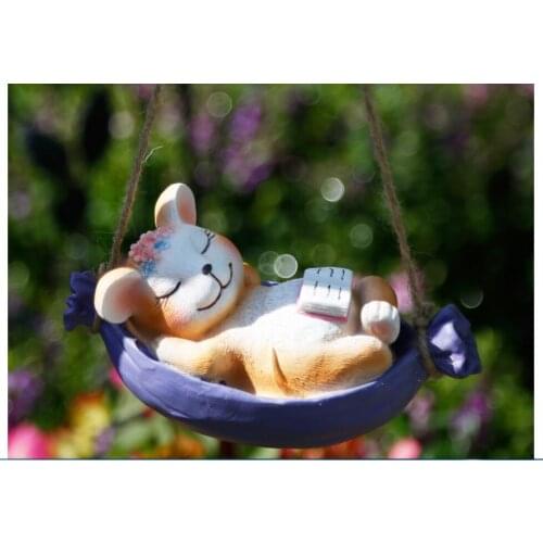 Kitten swing garden decoration outdoor courtyard decoration creative simulation of animal pendant balcony layout