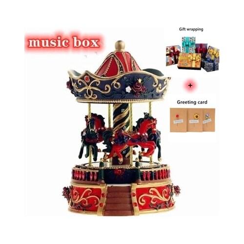 Merry Go Round Music box Geometric Music baby room decoration Gifts Unisex Resin Christmas Horse Carousel Box birthday gift Ho