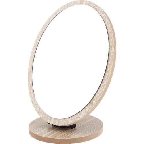 1 Piece Round Tabletop Vanity Makeup Mirror with Wooden Frame And Stand Base