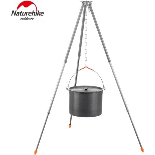 Naturehike Outdoor Cookware 10L Cooking Pot With Handle Aluminum Alloy Adjustable Cooking Tripod Cooking Rack Hiking Camping