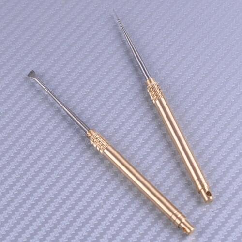 LETAOSK Yellow Titanium Alloy Brass Ear Spoon Toothpick Travel Rust-resistance Outdoor Tools Kit