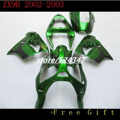 Hot Sales Wholesale ZX9R Fairing for kawasaki Ninja ZX-9R 2002 2003 ZX9R Green color ZX 9R 02-03 ABS Body Kit