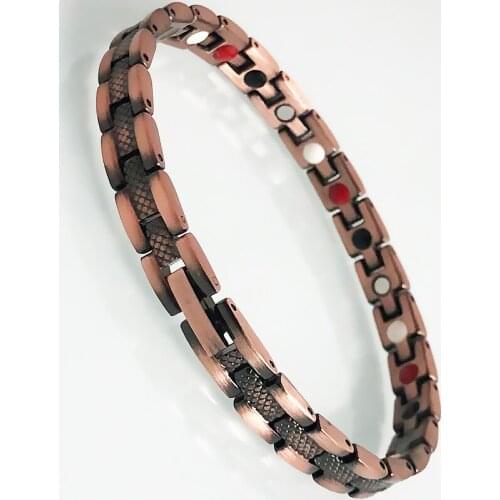 Soild Copper Bracelet for Men Health Magnetic Wristband Female Jewelry Metal Hand Chain Male Armbanden Womens Wrist Accessories