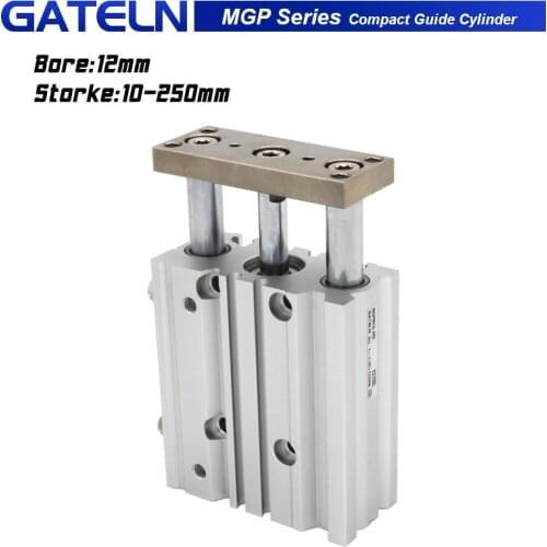 Compact guide cylinder Thin Three axis air pneumatic cylinder with guide rod MGPM MGPL bore 12mm stroke 10-150mm