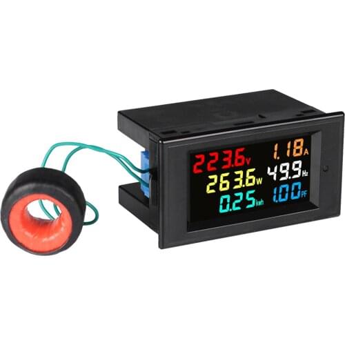 Taidacent Electric Energy Monitor Voltage Ampere Meter Panel Digital 240V 100A AC Volt Amp Watt Meter Display Digital VU Meter