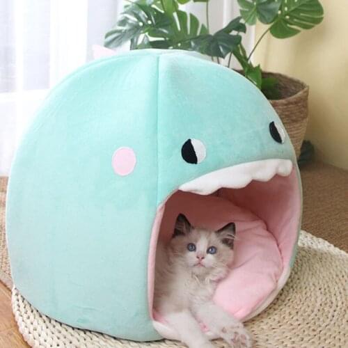 Cartoon Cat Bed Shark Shape Pet House Sofa Warm Pet Sleeping Bag for Dog Cats Cave Kennel Cozy Puppy Basket Pets Accessories