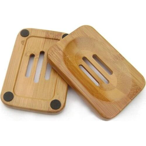 100PCS Natural Bamboo Wooden Soap Dish Wooden Soap Tray Holder Storage Soap Rack Plate Box Container for Bath Shower Bathroom