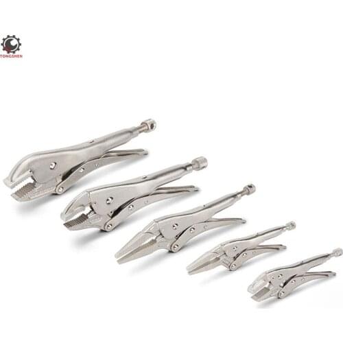 5PCs Locking Pliers Set CRV Locking Pliers curved jaw pliers adjustable long noseLocking Pliers Clamps Kit