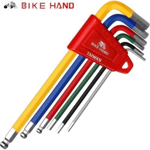 BIKEHAND Bicycle Hex Key Set MTB Road Bike Repair Tool Kit Service Wrench Colorful 6 PCS Color Flat Ball opening 2/2.5/3/4/5/6mm