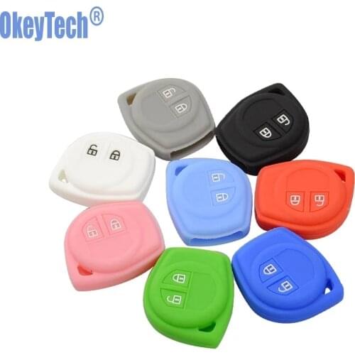 OkeyTech Silicone Rubber 2 Button Car Remote Key Fob Case Protect Cover For Suzuki SX4 Swift Vitara Key Shell Holder Accessories