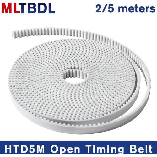 2/5meters HTD5M timing belt Width 15 20 30 40mm Color White Black PU Polyurethane with steel core HTD 5M open Synchronous pulley