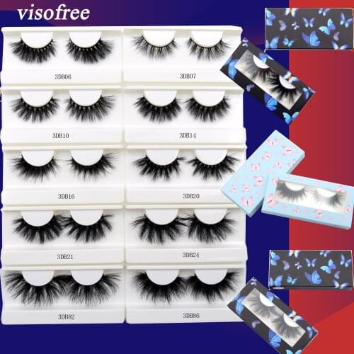 Visofree 3D Faux Mink Eyelashes Vegan Friendly Mink Lashes 25mm Faux Mink Eyelashes Butterfly Box False Eyelashes Makeup Lashes