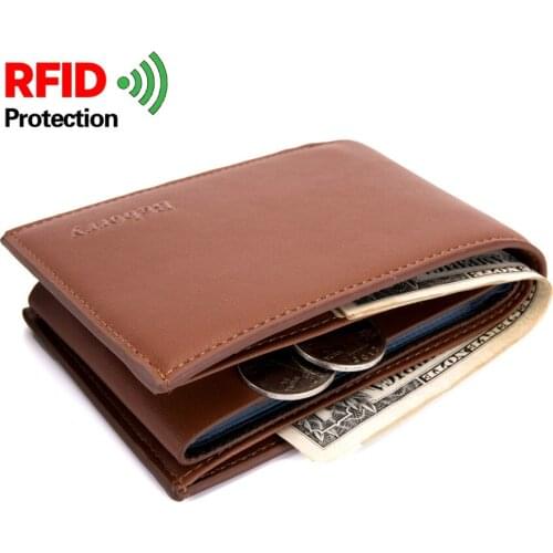 RFID Theft Protection Coin Bag Men Wallets PU Man Wallet Small Money Purses Short Credit Card Holder Purse Male Cards Cover W224