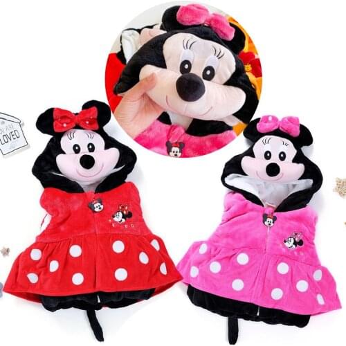 Mickey Minnie Christmas Baby Girl Boy Clothes Set Cute Mickey Cotton Hooded Coat Mickey Mouse Print Winter Sweatshirt Jacket