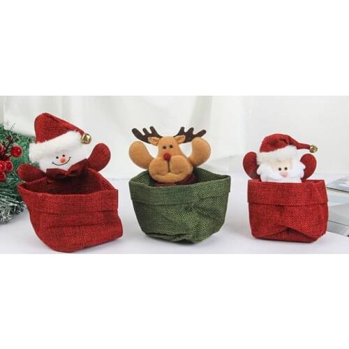 Christmas Candy Bag Gift Apple Bag Christmas Snowman Elk Santa Biscuit Gift Bag Xmas Tree Decoration For Home Cadeau Noel 2022