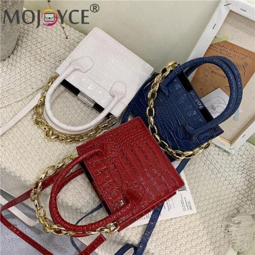 PU Chain Shopping Messenger Bag Women Designer Alligator Pattern Mini Purse Fashion All-match Top-handle Handbags
