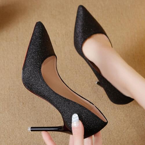 Shoes Woman High Heels Pumps Tacones Pointed Toe Stilettos Talon Femme Sexy Ladies Wedding Shoes Black Heels Big Size