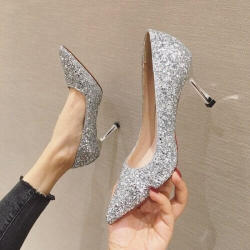 High heels pointed thin heels shallow mouth single shoes womens shoes sexy Graceful lightweight wear-resistant rise