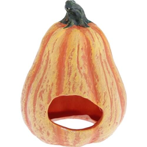 Pumpkin Shape Resin Reptile Cave Habitat Decor Turtle Hideouts for Aquarium Fish Tank Ornament