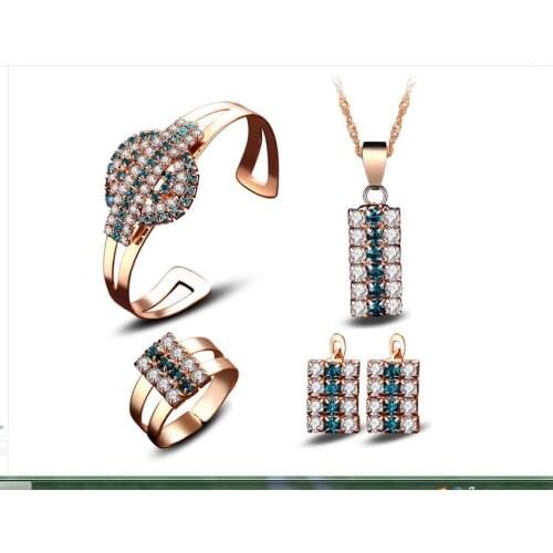 Viennois Rose Gold Crystal Rhinestone Faux pendants Alloy color gem crystal necklace bracelet earrings ring bts diy choker