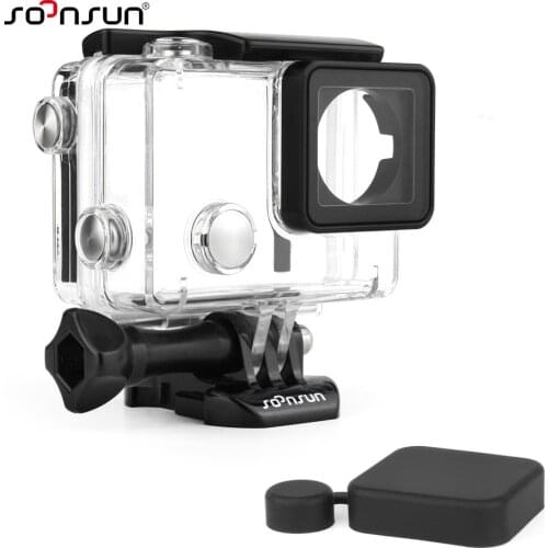 SOONSUN Underwater Waterproof Housing Diving Case w/ Backdoor For BacPac for GoPro Hero 4 3+ 3 LCD Display Go Pro Accessories