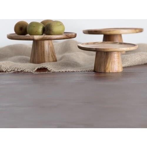 Japanese Style Tall Solid Wood Fruit Plate Cake Dessert Candy Plate Table Decoration Hotel Service Tray Kitchen Storage Supplies