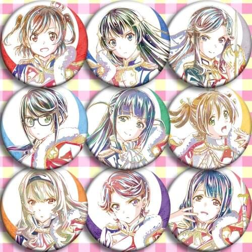 1pc 58mm cartoon badge Revue Starlight Kaoruko Hanayagi Nana Daiba Brooch icons demin decoration