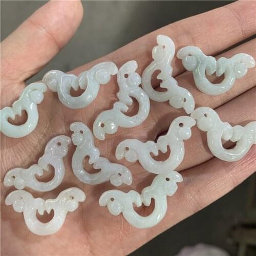 1PC Natural Jade Emerald 28*15mm Angel Wings Pendant Accessories DIY Bangle Charm Jewellery Fashion Hand-Carved Amulet