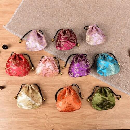 10Pcs/lot Fashion Drawstring Chinese Silk Embroidery Gift Bags with Jewelry Packaging with Mini Coin Purses