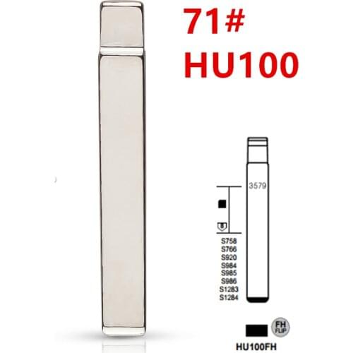 10pcs 71# HU100 HU100FH Metal Uncut Blank Flip Remote Key Blade For Opel, Chevrolet,Buick for keydiy KD xhorse VVDI JMD