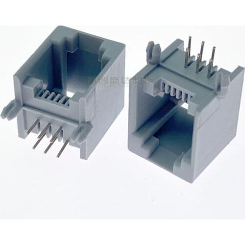 10pcs RJ12 RJ11 Socket Telephone 90 Degrees 6Pin Crystal Female 6p6c Socket