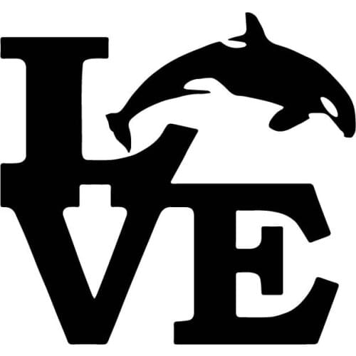 13cm*13cm Creative Love Killer Whale Fashion Car Stickers Pvc Personality Auto Windshield Decoration Decals Black/white/laser