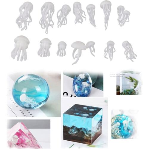 16 Pcs/set Epoxy Filling Material Crystal Ocean Resin 3D Mini Jellyfish Modeling DIY Crafts Parts Accessories