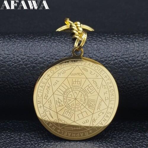 2021 Fashion Witchcraft Pentagram Stainless Steel Keychains for Women Gold Color Key Chains Jewelry llaveros para mujer K1162S02
