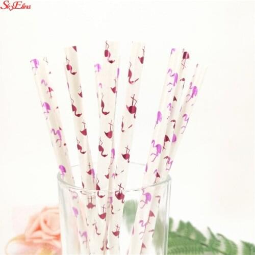 25pcs Flamingo Straw Flexible Paper Drinking Straw Kids Birthday/Wedding/Pool Party Decoration Supplies 6Z-SH888