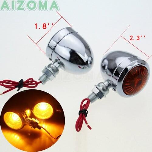 2x Chrome Motorcycle Turn Signal Indicator Lights Wide Glide Blinker Amber Lamp For Harley Cafe Racer Bobber Chopper Universal