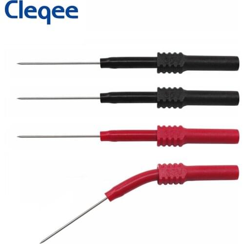 Cleqee P5009 4PCS Flexible Test Probes Soft PVC Head Insulation Piercing Needles Non-destructive Back Probes 4mm Jack Red/Black