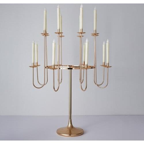 4PCS Metal Candelabra 16Heads Candle Holder Candlestick Wedding Table Centerpiece Pillar Stand Road Lead Party Decor