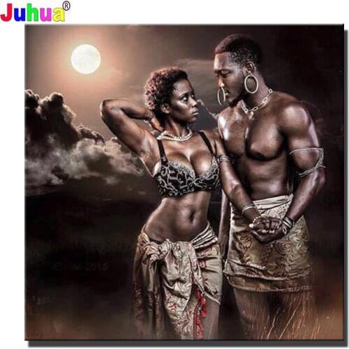 5d Diy diamond mosaic"Primitive African Couple "cross stitch 3d embroidery diamond painting Full square Drill Lover Gift