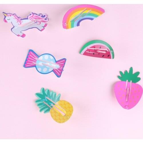 6PCS/Set Children Snap Hair Clips Barrettes Girls Cute fruit Hairpins Colorful Headbands for Kids Hairgrips Hair Accessorie