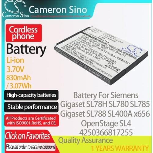 CameronSino Battery for Siemens Gigaset SL78H SL780 SL785 SL788 SL400A x656 fits Siemens 4250366817255 Cordless phone Battery