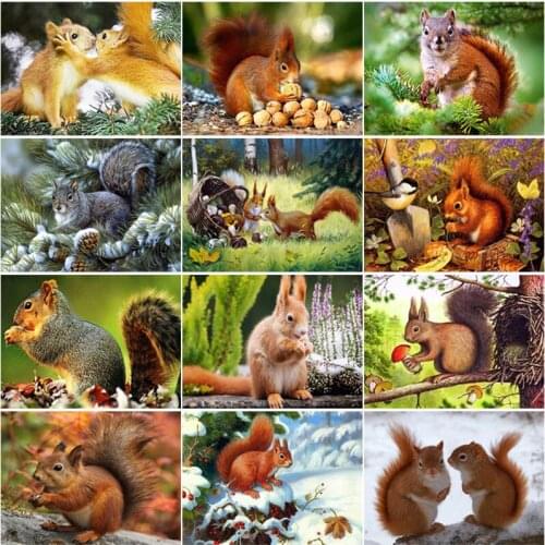 DIY Squirrel 5D Diamond Painting Interior Decoration Rhinestone Full Drills Embroidery Cross Stitch Kit Home Wall Art Decor