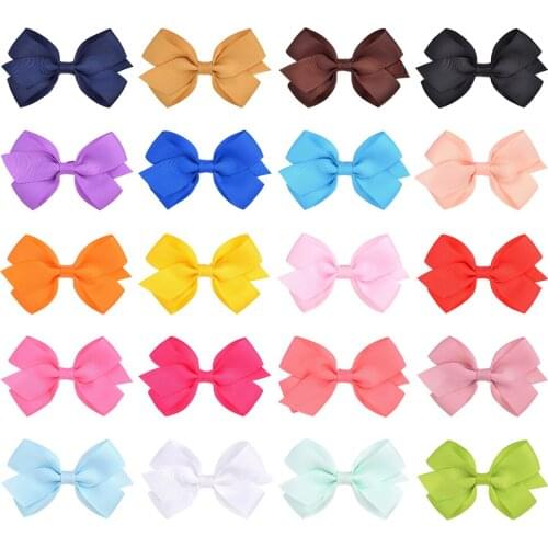 20PCS/LOT Solid Ribbon Bows With Clip For Girl Hair Bows Boutique Hair Clip New Handmade Bowknoth Hairpin Hair Accessories Gift