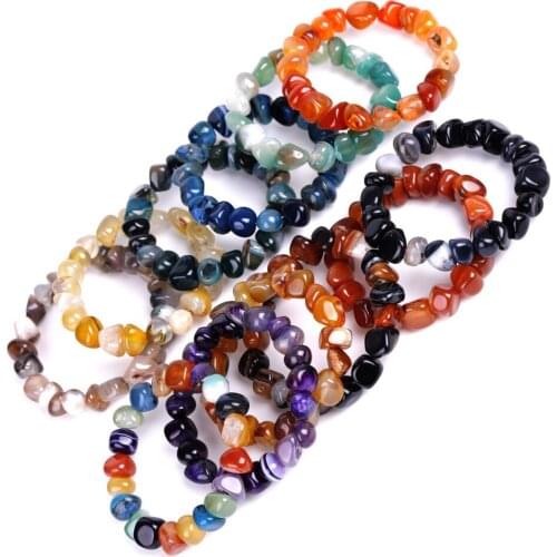 Irregular Striped Stone Beads Synthetic Strand Yoga Reiki Bracelets Men Women Jewelry