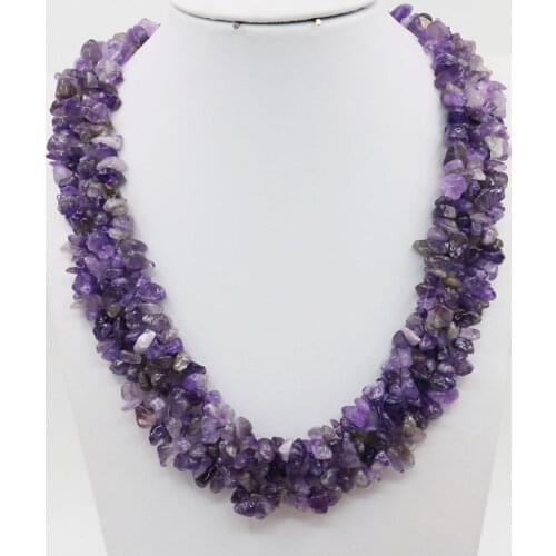 Irregular Beads Natural Purple Crystal Stone Rows Necklace Chain Women Girl Boutique Jewelry Party Gifts Lucky Accessories 18
