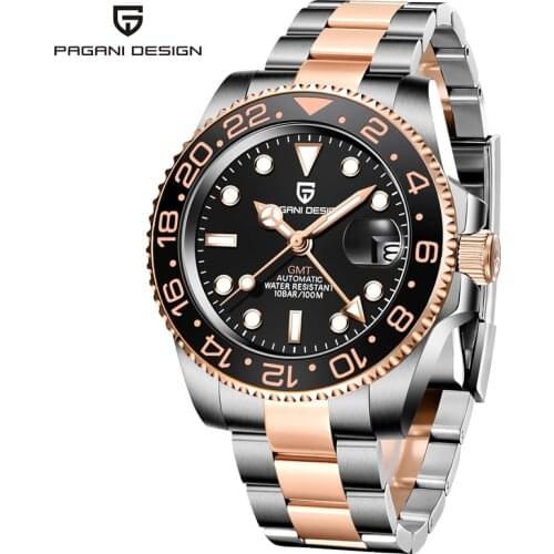 2021 PAGANI Design New Mens Automatic Mechanical Watches GMT Watch 40mm Sapphire Stainless Steel Waterproof Watch Reloj Hombre