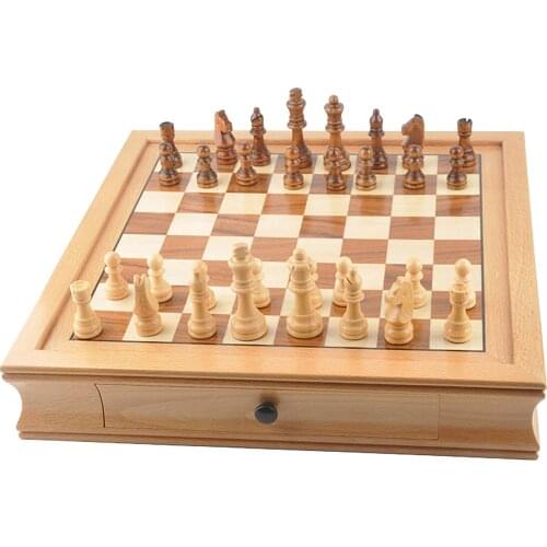 32x32cm Wooden International Chess Set Magnetic Board Board Game with Storage Inside Funny Game Collection Board Game